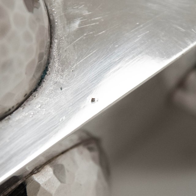 Metal Candlesticks in Hammered Silver Metal by Jean Després, 1950s, Set of 2 For Sale - Image 7 of 16