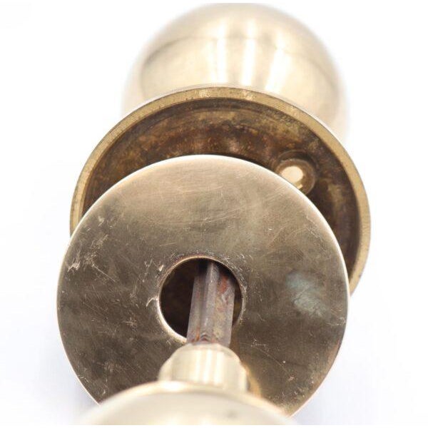 Metal Reclaimed Modern Ball Shaped Polished Brass Door Knobs For Sale - Image 7 of 7