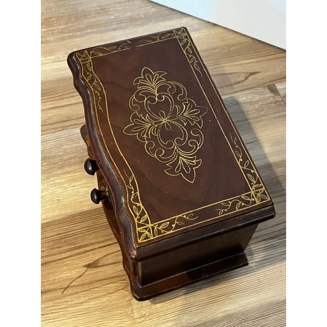 Wood Vintage Jewlery Music Box For Sale - Image 7 of 9
