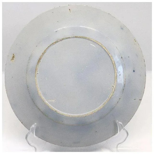 18th Century Dutch Delft Kraak Style Tin-glazed Earthenware Blue and White Peacock Plate For Sale - Image 5 of 7