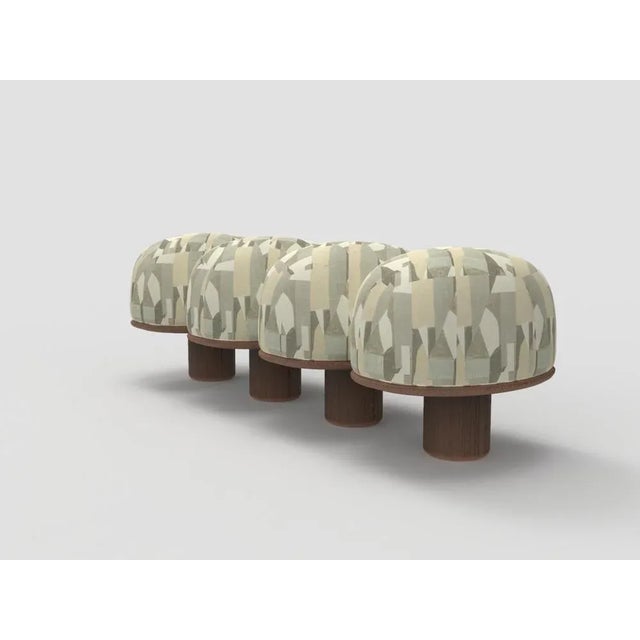 Contemporary Hygge Bench in District Alabaster Fabric and Smoked Oak by Saccal Design House for Collector For Sale - Image 3 of 4