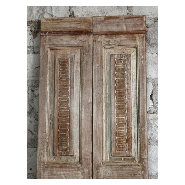 1920s Antique Floral Carved French Double Doors | Reclaimed Wood Elegance 80x24 For Sale - Image 5 of 5