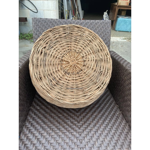 Camel Vintage French Sun Bleached Style Gathering Basket For Sale - Image 8 of 11