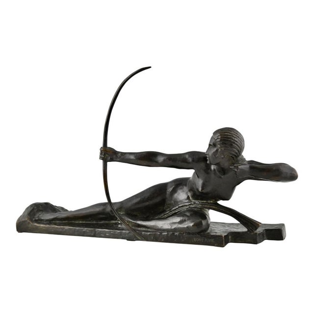 Metal Marcel Bouraine, Art Deco Penthesilia Nude with Bow for Susse Frères, , 1925, Bronze For Sale - Image 7 of 13