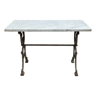 Antique French Marble Top Cast Iron Bistro or Pastry Table For Sale