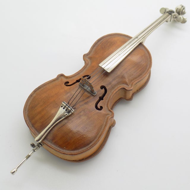 Vintage Italian Genuine Silver 800 and Wood Large Contrabass Sculpture by Sacchetti, Arezzo, 1980s For Sale - Image 11 of 11