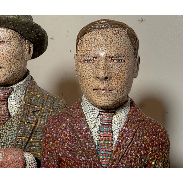 Original Richard Cleaver Wood Ceramic Oil Paint Men With Horse Sculpture Statue For Sale - Image 15 of 18