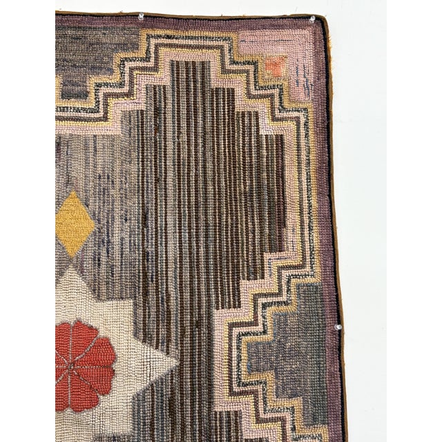 Vintage Hand Hooked Geometric Area Rug For Sale - Image 17 of 18