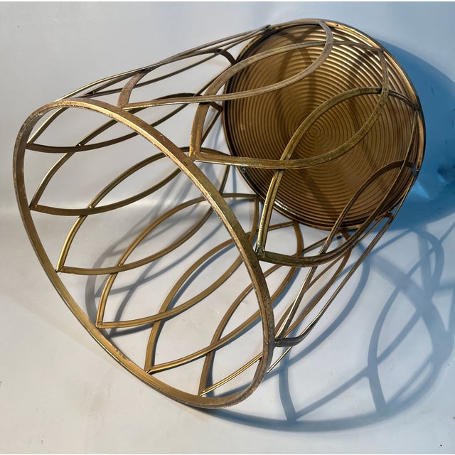 Metal Accent Table Gold Finished Concentric Circles Oval Arches Elk Home Sutton For Sale - Image 4 of 4