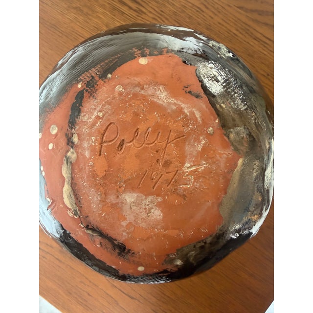 1970's Vintage Polly Abstract Studio Art Pottery Ceramic Vase - Signed For Sale - Image 11 of 17