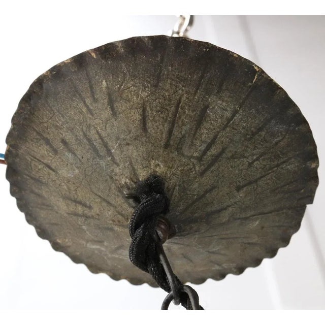 1930s Art Deco Amsterdamse School Pendant Lamp in Wrought Iron and Glass by A.D. Copier, 1930s For Sale - Image 5 of 10