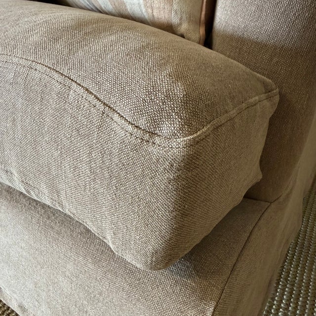 Marion Linen Slipcovered Sofa – Fawn Belgian Linen For Sale In Los Angeles - Image 6 of 10