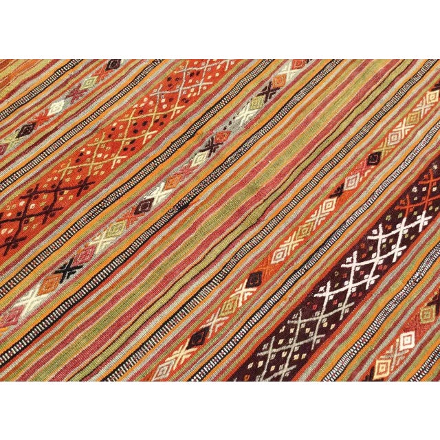 Orange Vintage Striped Turkish Kilim Rug - 55" X 108" For Sale - Image 8 of 11