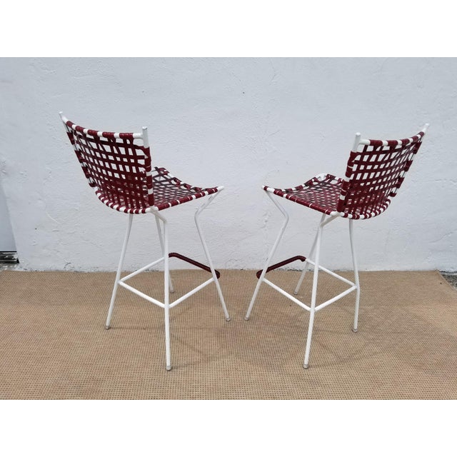 Vintage Italian Red Vinyl Strap Bar Stools a Pair Chairish