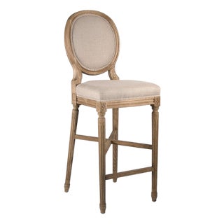Medallion Louie Bar Stool - Linen / Natural Oak Frame For Sale