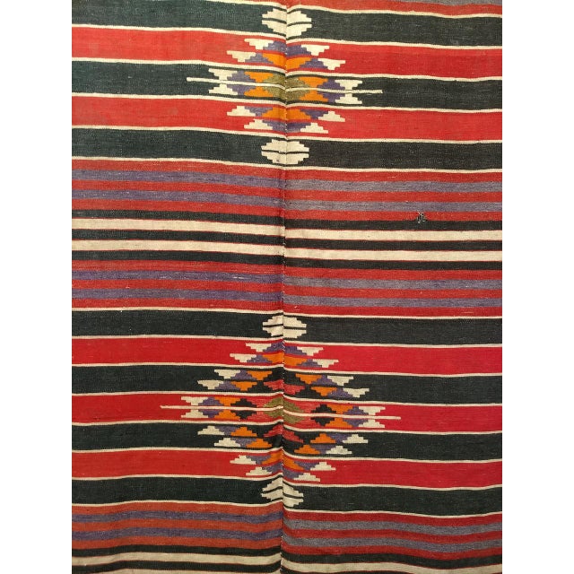 Black Vintage Turkish Kilim Rug, Handwoven Wool, Southwestern Design, , 6x11 For Sale - Image 8 of 14
