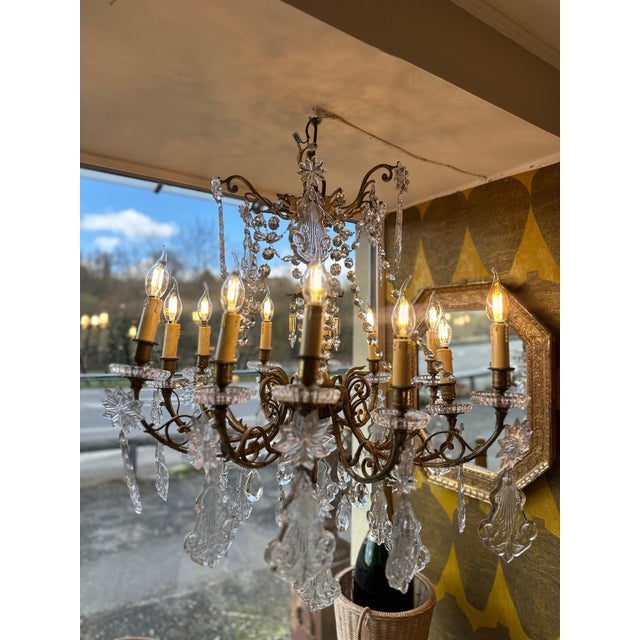 19th Century Crystal and Bronze Chandelier For Sale - Image 4 of 18