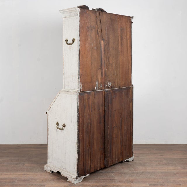 White Painted Danish Oak Tall Secretary Dated 1805 For Sale - Image 12 of 12