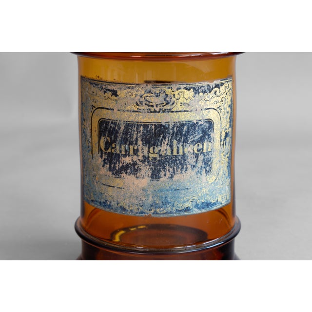 Glass French Amber Glass Apothecary Jars, 1870, Set of 2 For Sale - Image 7 of 10