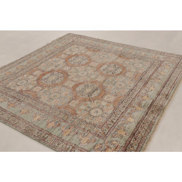 Rug & Kilim Contemporary Khotan Style Square Rug, With Geometric Design, by Rug & Kilim, India For Sale - Image 4 of 9
