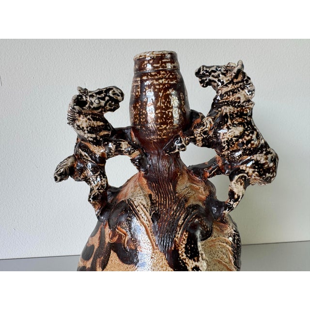 Ceramic 1980s Vintage Organic African Folk Art Style Sculptural Pottery Vase For Sale - Image 7 of 12