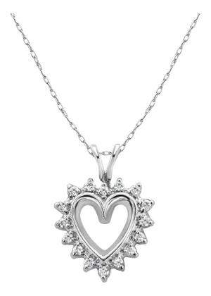 Small Diamond Heart Pendant .25ttw 14k White Gold 16"