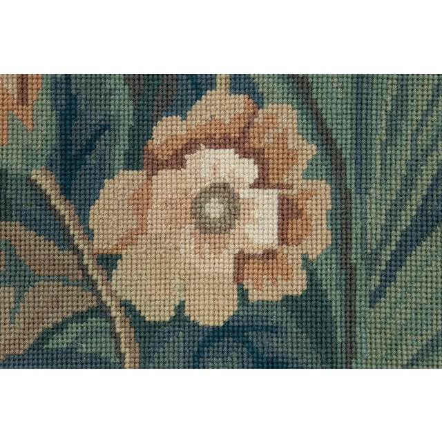 Vintage French Aubusson Handcrafted Wool Rug in Green With a Foliage Design For Sale - Image 10 of 11