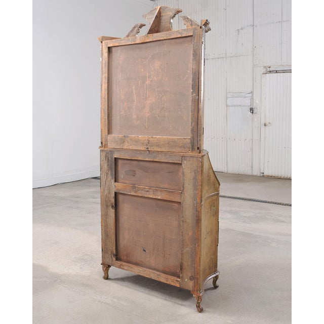 19th Century Venetian Lacquer Painted Secretary Bookcase Desk For Sale - Image 18 of 18