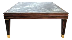 Large Mid-Century Macassar Coffee Table with Eglomise Glass Top, Italy, 1970s