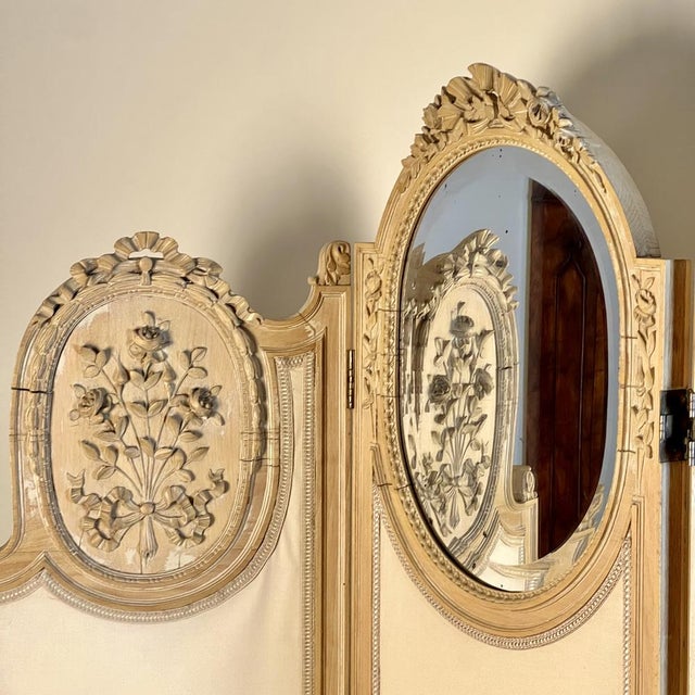 Large French Four-Fold Mirrored Dressing Screen, 1920s For Sale - Image 6 of 12