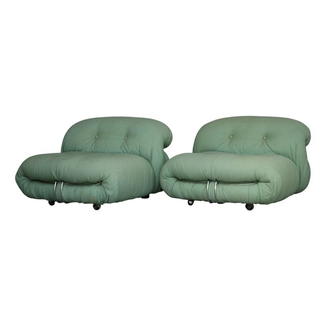 Set of Vintage Soriana Lounge Chairs by Afra & Tobia Scarpa for Cassina, 1970s For Sale