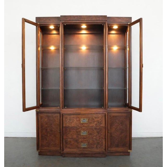 Wood Vintage Hickory Manufacturing Company Burl Wood Cabinet For Sale - Image 7 of 18