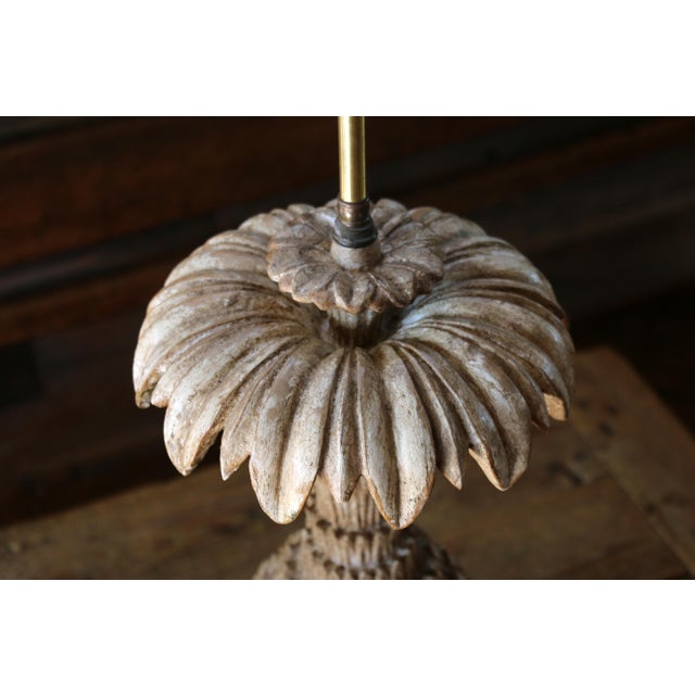 Wood Vintage Italian Carved Wood Pineapple Table Lamps — Pair For Sale - Image 7 of 18
