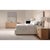 Queen Bed with an Ash Driftwood finish frame. It has a tall upholstered headboard with a modern channel tufting design of...