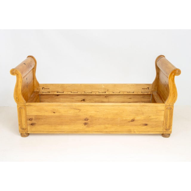 Late 19th Century English Pine Sleigh Bed Frame For Sale - Image 5 of 10