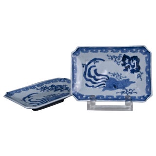 1870 Blue & White Dishes - A Pair For Sale