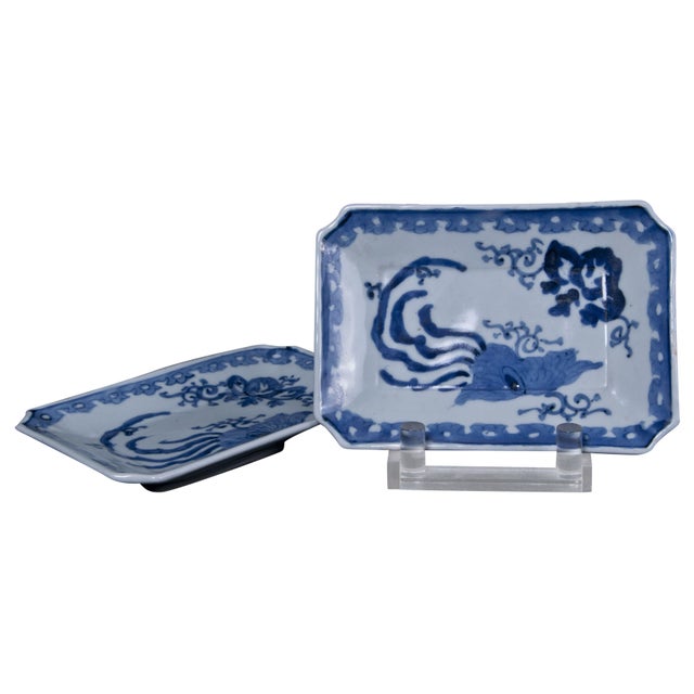 1870 Blue & White Dishes - A Pair For Sale