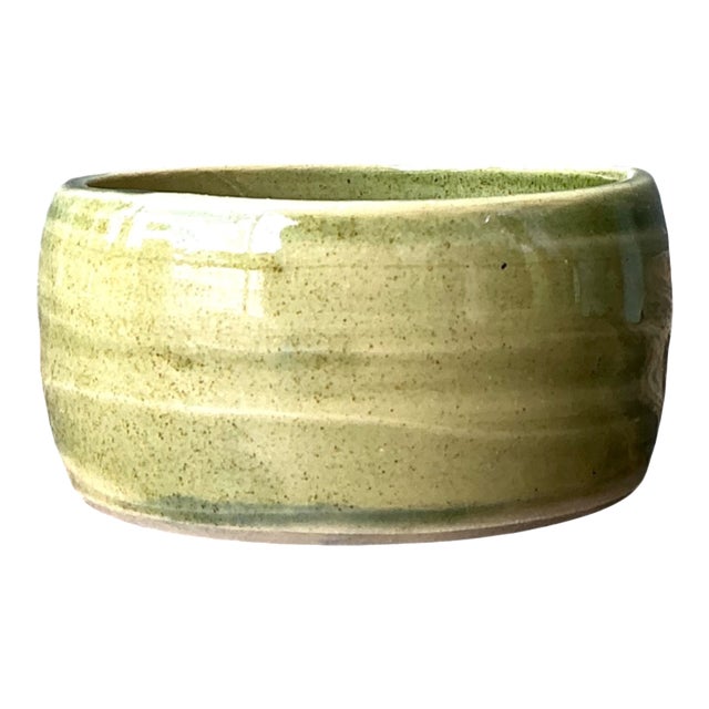 Vintage Studio Pottery Green Bowl For Sale