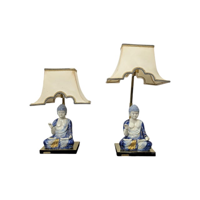 Vintage Scultura Viva Porcelain Buddha Lamps by Edoardo Tasca, 1970s, Set of 2 For Sale - Image 15 of 18