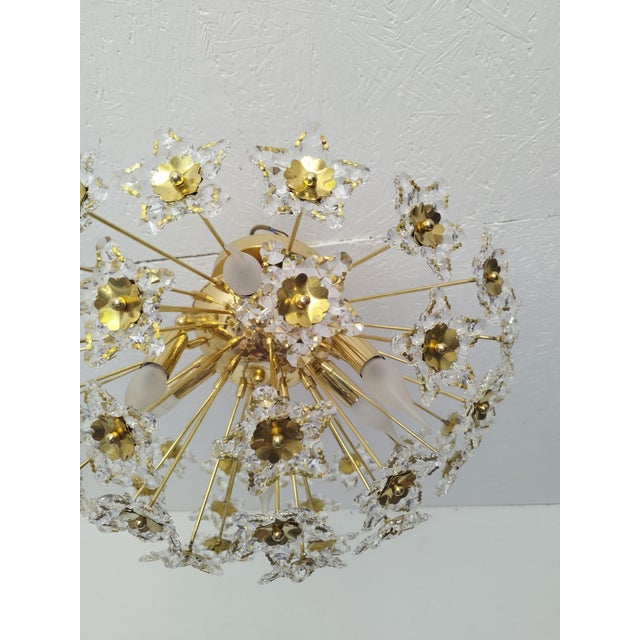 1980s Flush Mount Vintage Star Crystals Chandelier Lighting For Sale - Image 11 of 12