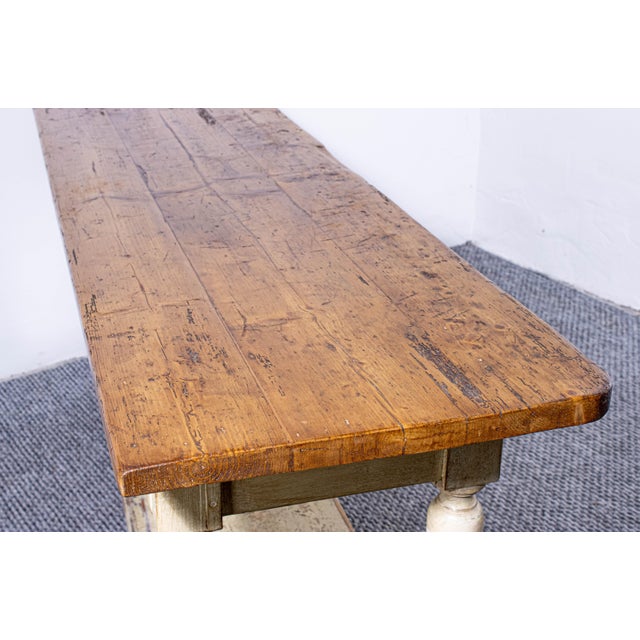 1900 - 1909 Antique Pine Dining Table with Waxed Top, 1900s For Sale - Image 5 of 8