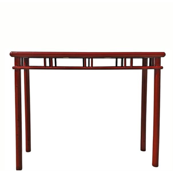 Red Lacquer 38" Long Console Table For Sale - Image 4 of 4