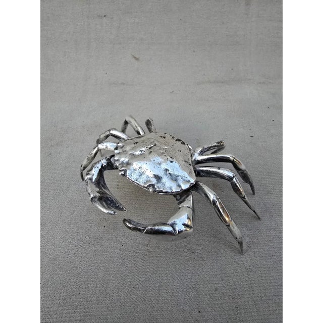 A vintage silver plated crab vessel with a lid. This could be used as a snuff box, a pill box , a jewelry holder or even a...
