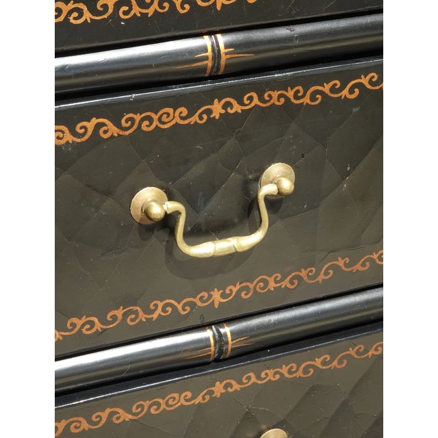 Vintage Black Tall Chest of Drawers Chinese Ebonized Lingerie Dresser For Sale - Image 14 of 15