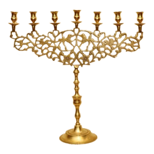 Antique Eastern European Brass Lion of Judah Menorah, Circa 1900
