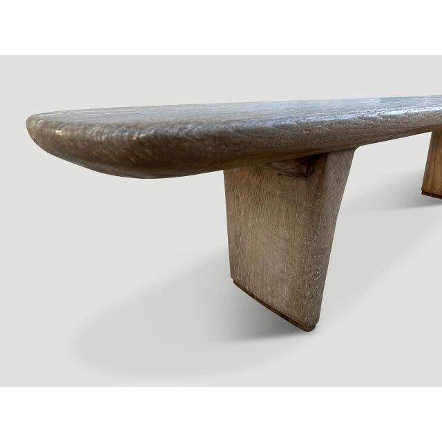 Mid-Century Modern Andrianna Shamaris Mid Century Couture Teak Wood Bench For Sale - Image 3 of 18