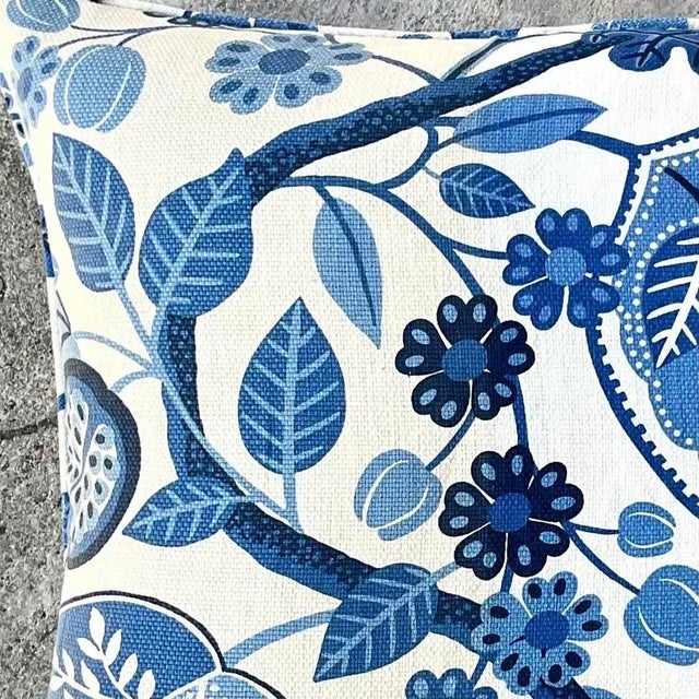 Vintage Costal Blue Floral Down Throw Pillow For Sale In West Palm - Image 6 of 14