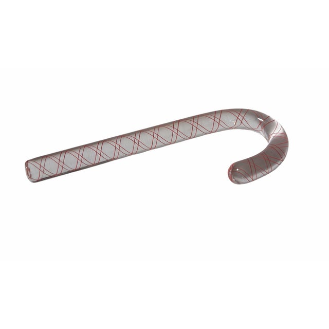 Rare Signed Steuben Crystal Latticino Candy Cane W Original Box For Sale In Los Angeles - Image 6 of 7