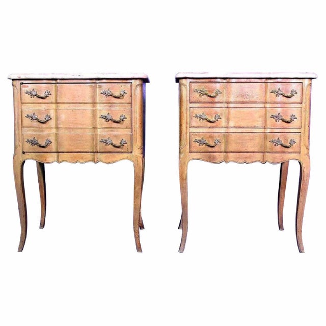 F Zambrano Louis Xv Style Marble Top Commode Nightstands A Pair
