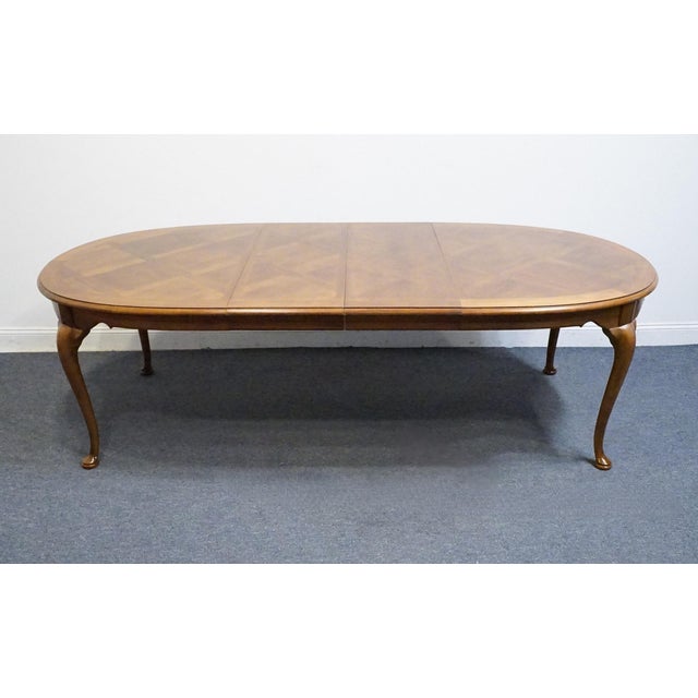 American Thomasville Furniture Fisher Park Collection 99" Oval Dining Table W. Basket Weave Parquet Top 24921-752 For Sale - Image 3 of 12
